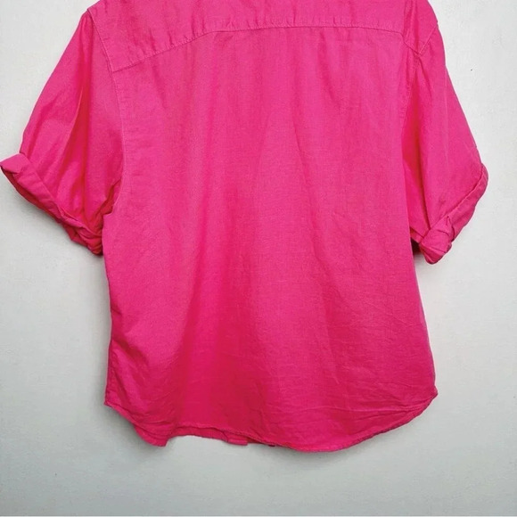 Aritzia Denim Forum Womens Size Xsmall Button Hot Pink  Roll Sleeve Jane Shirt - Picture 13 of 15